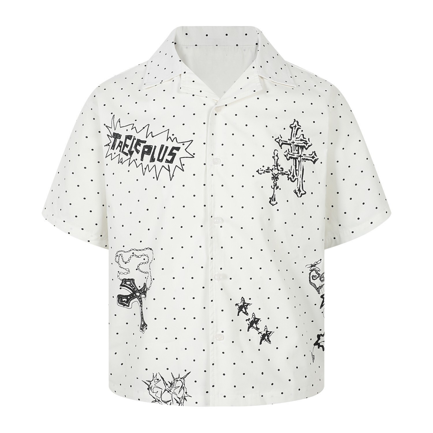 CapCabin Polka Cross Print Short Sleeve Shirt