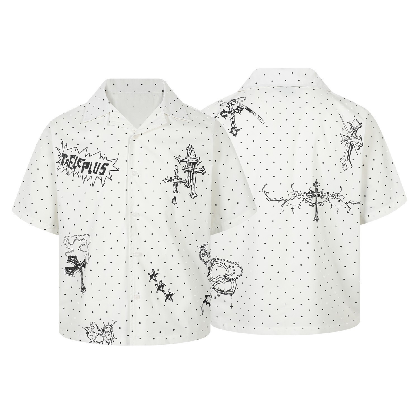 CapCabin Polka Cross Print Short Sleeve Shirt