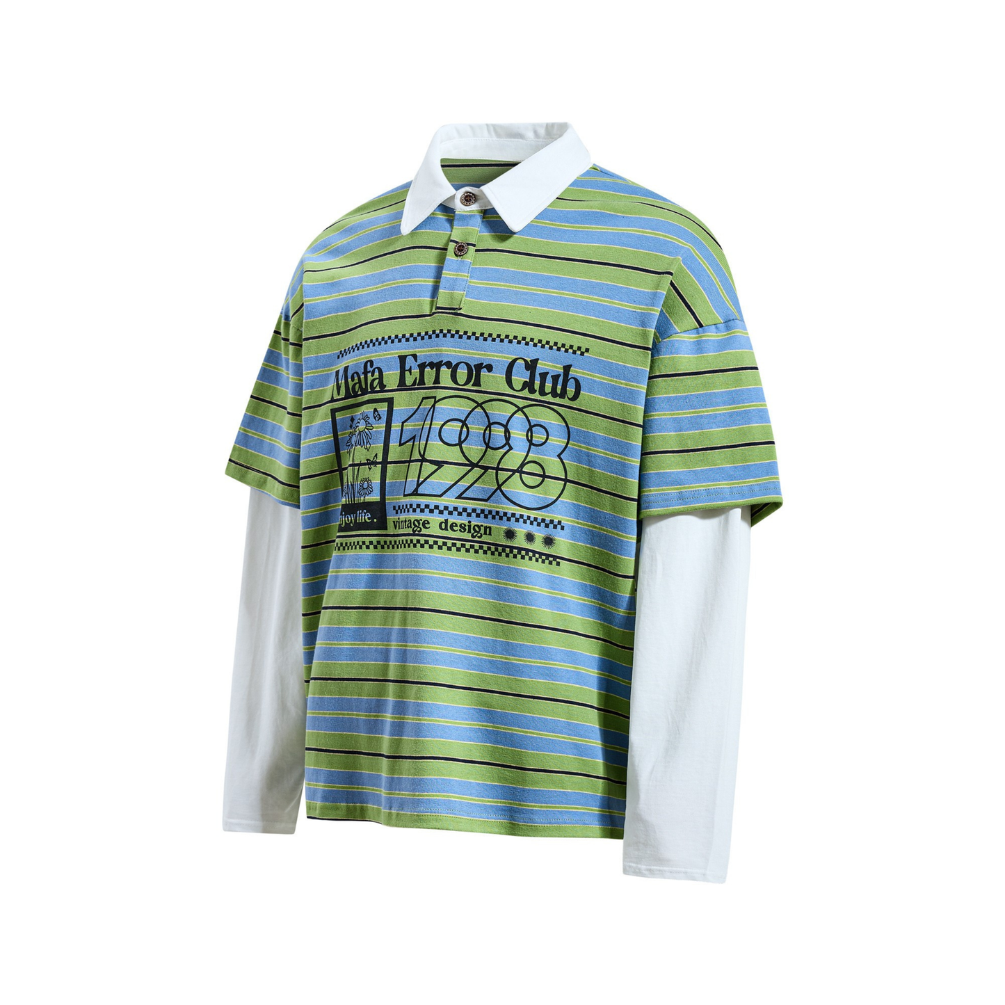 CapCabin Striped Graphic Layered Polo