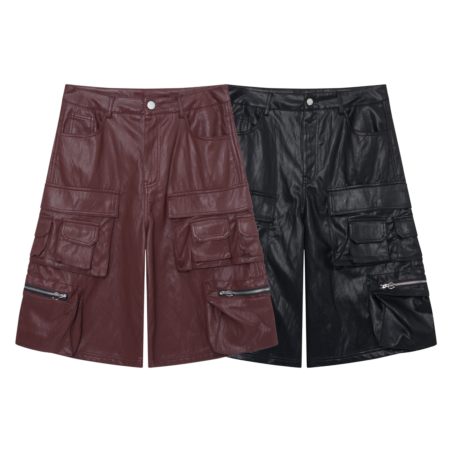 CapCabin Leather Utility Cargo Shorts
