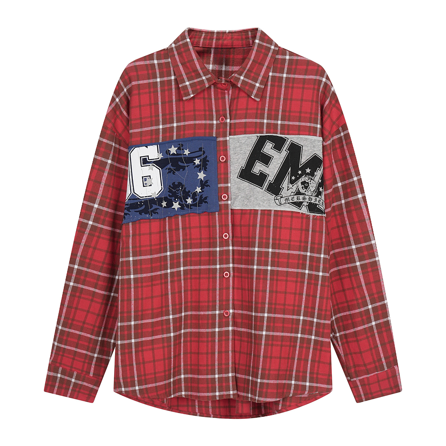 CapCabin Patchwork Plaid Button-Up Shirt