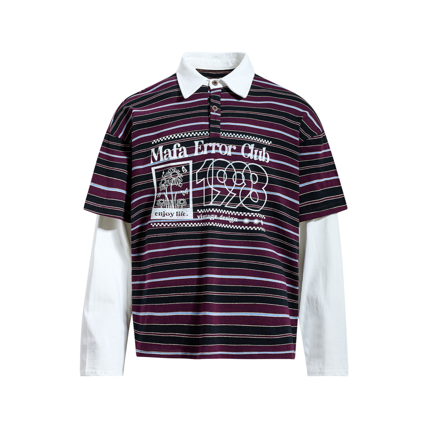 CapCabin Striped Graphic Layered Polo