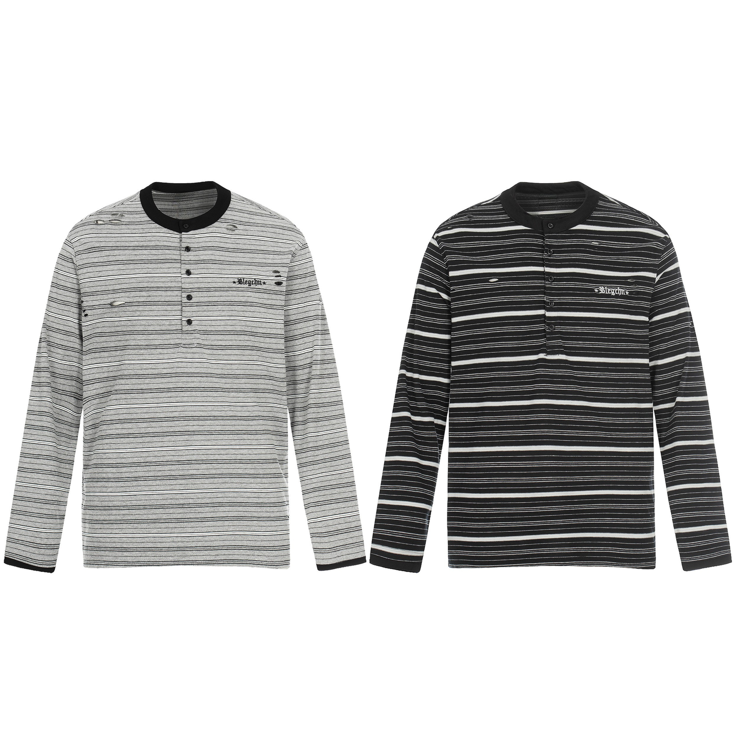 CapCabin Striped Henley Long Sleeve Tee