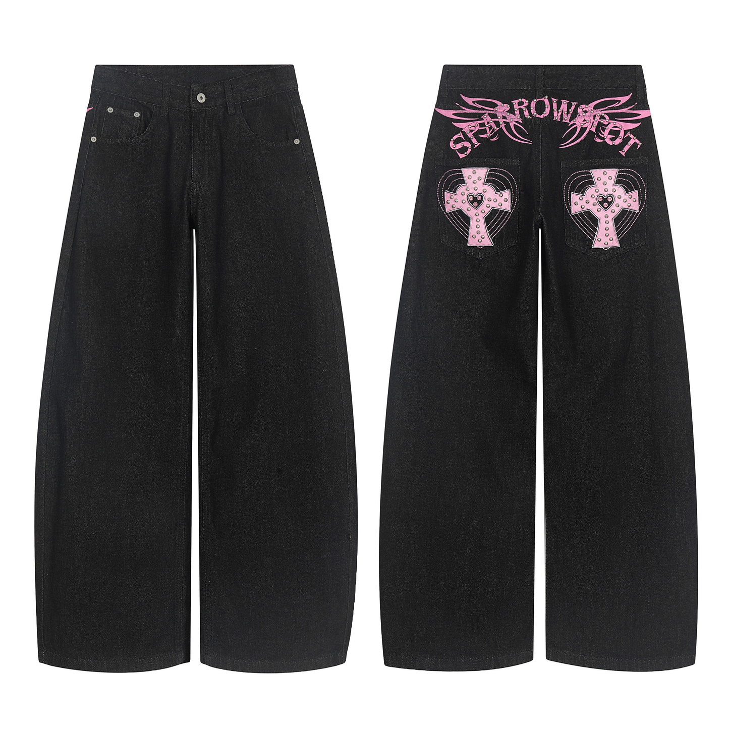 CapCabin Cross Pocket Graphic Wide-Leg Jeans