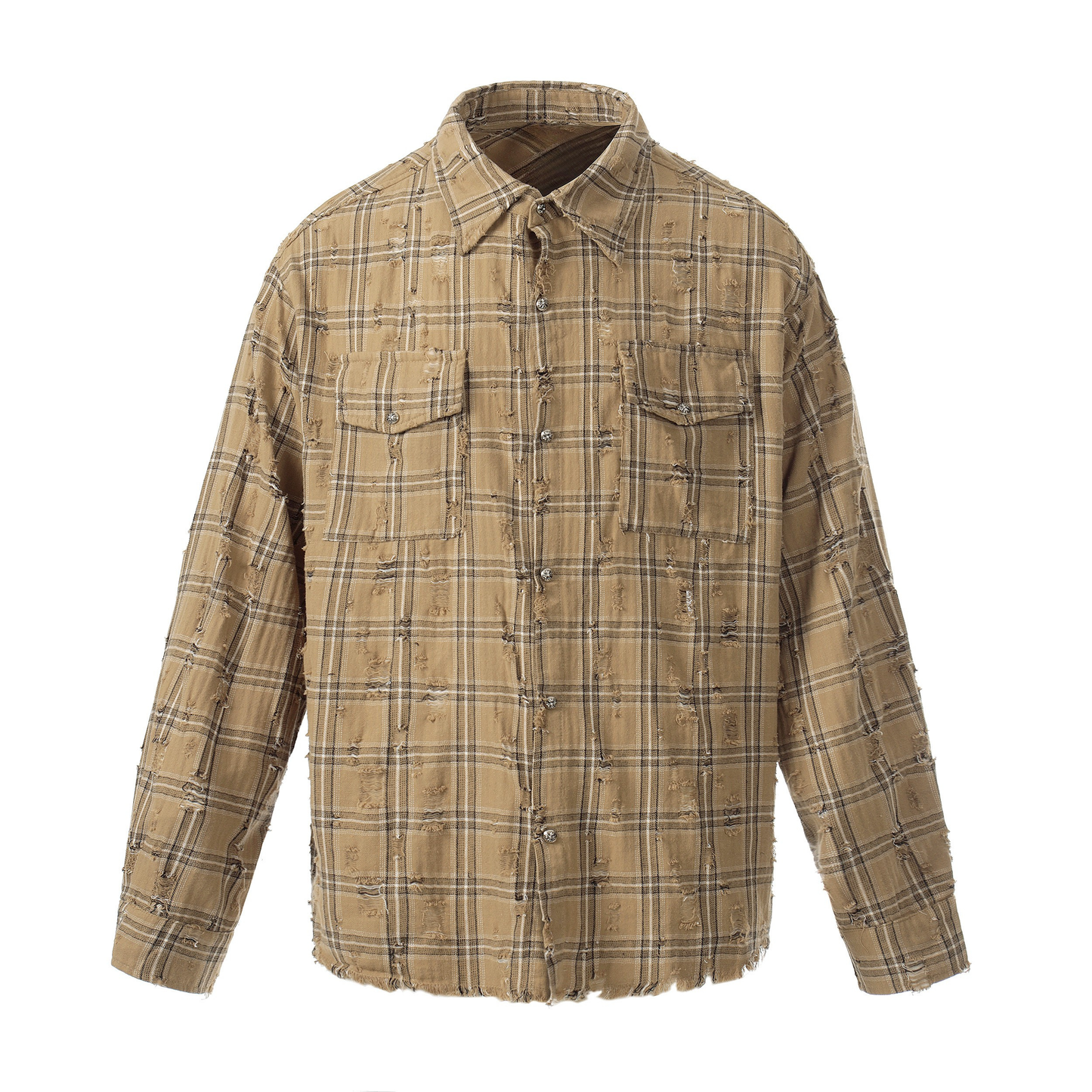 CapCabin Distressed Plaid Shirt Jacket