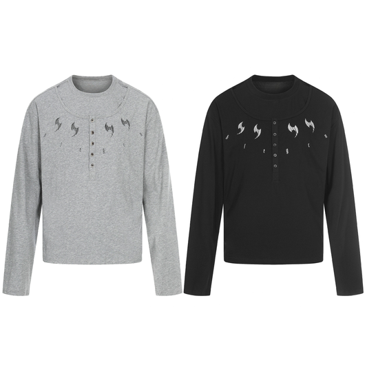 CapCabin Graphic Henley Long Sleeve Tee