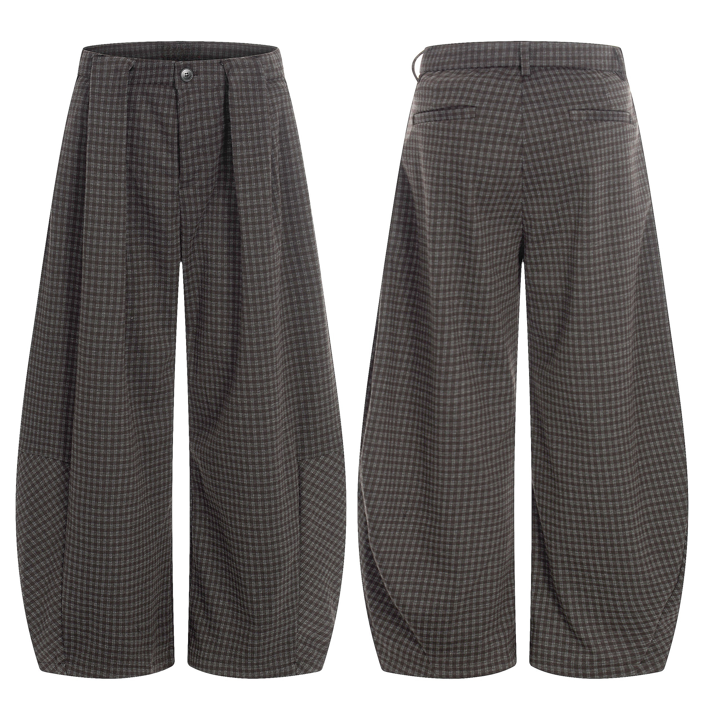 CapCabin Wide-Leg Plaid Trousers