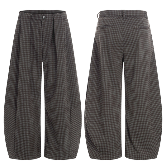 CapCabin Wide-Leg Plaid Trousers