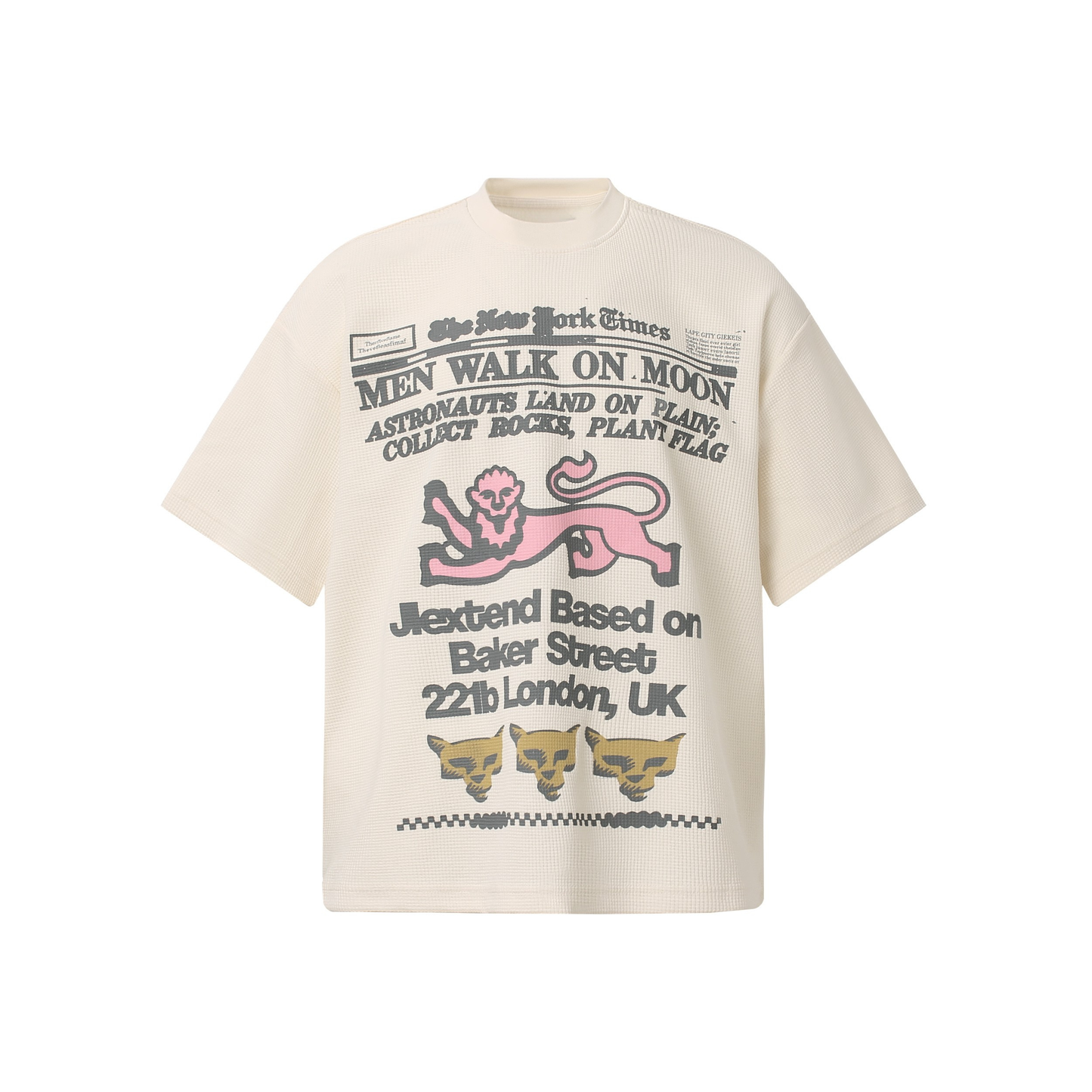 CapCabin Vintage Newspaper Graphic Waffle Tee