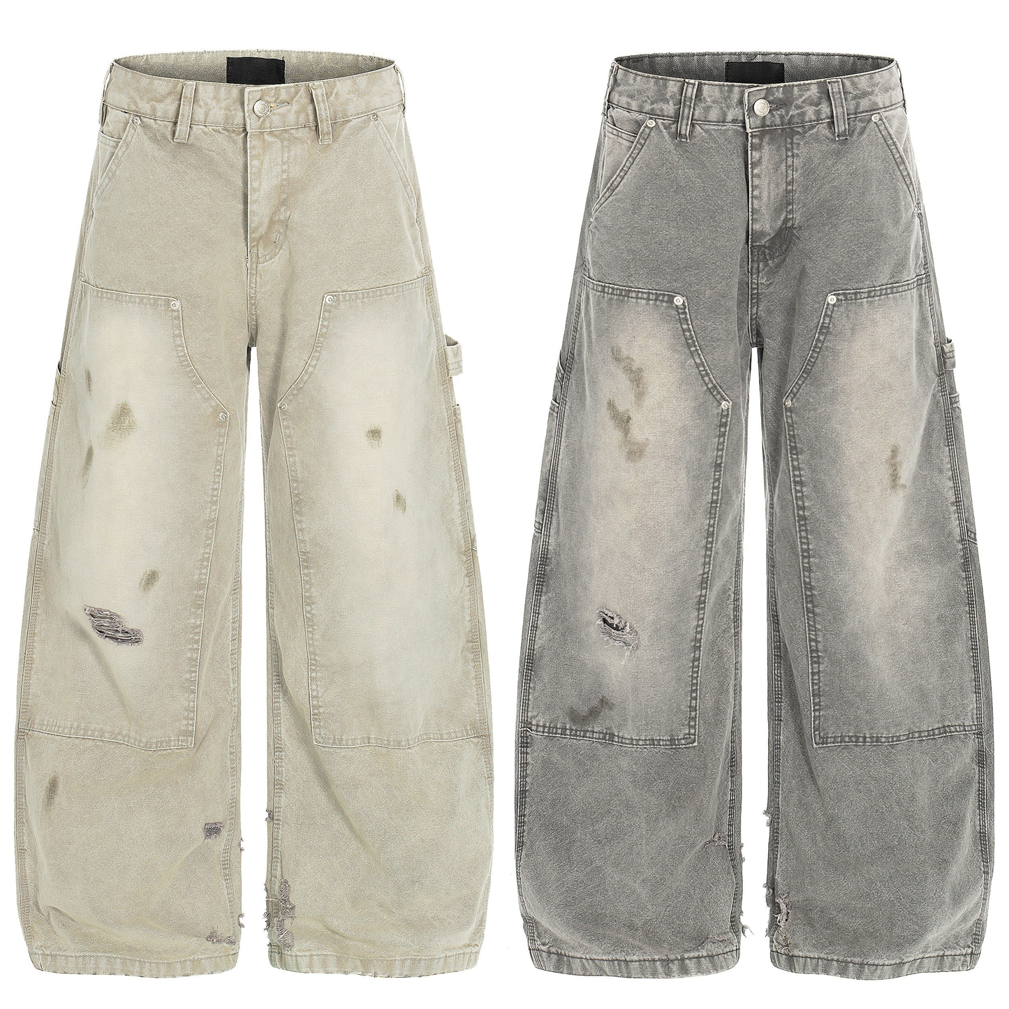 CapCabin Washed Utility Distressed Denim Jeans