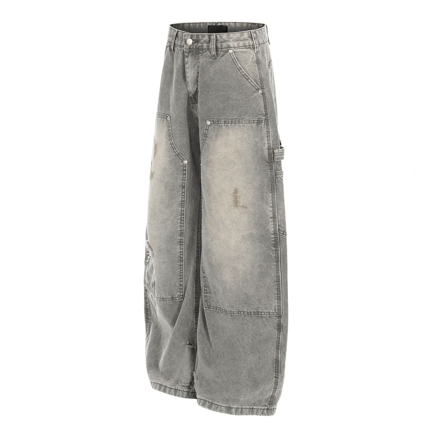 CapCabin Washed Utility Distressed Denim Jeans