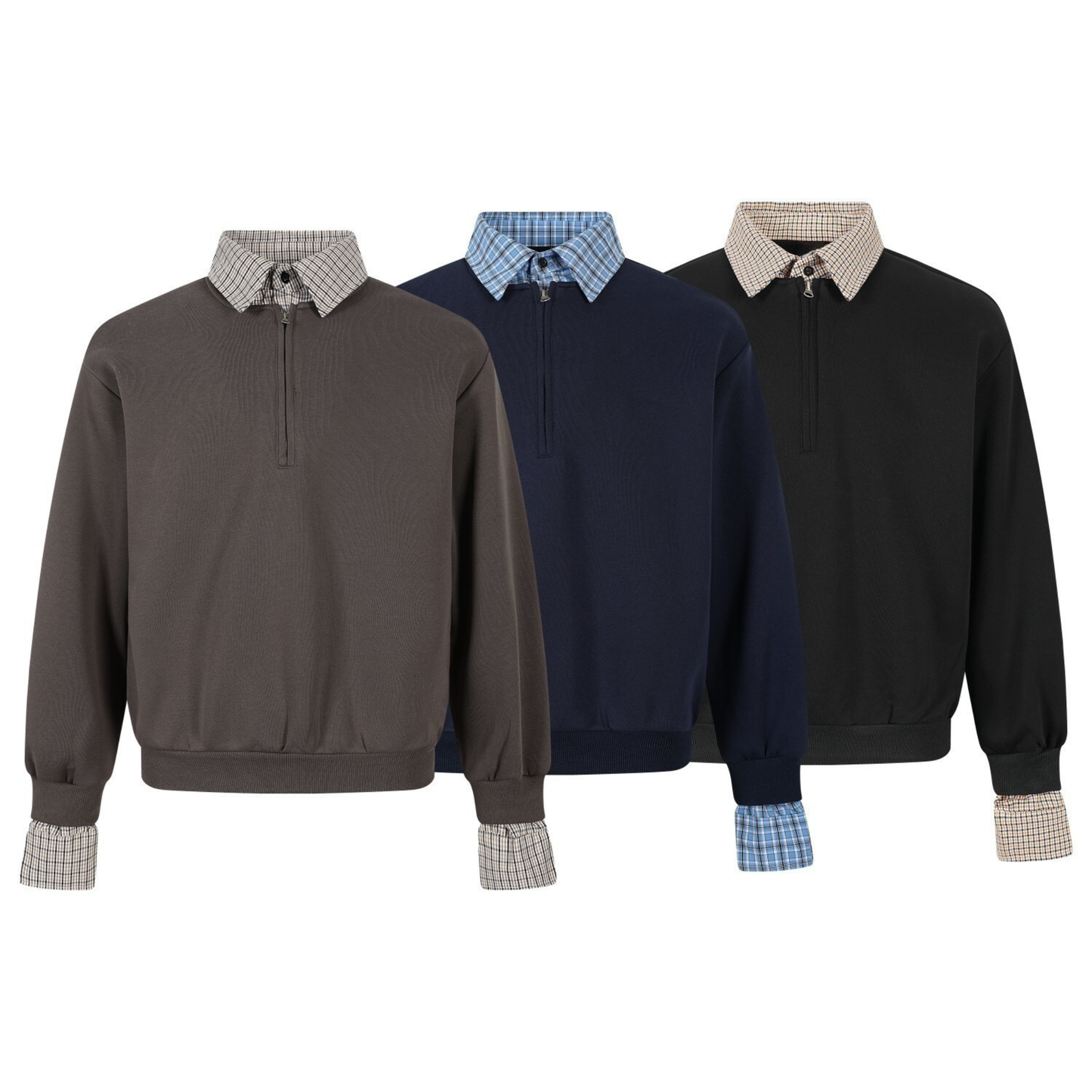 CapCabin Layered Collar Half-Zip Pullover