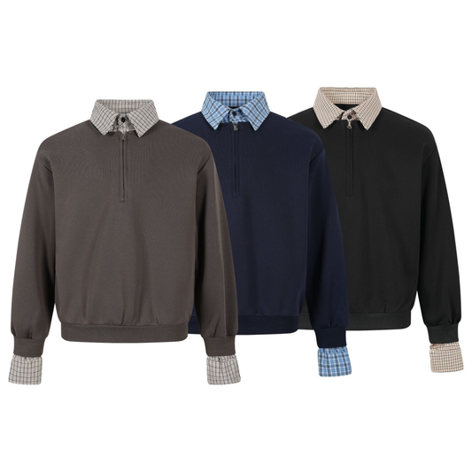 CapCabin Layered Collar Half-Zip Pullover