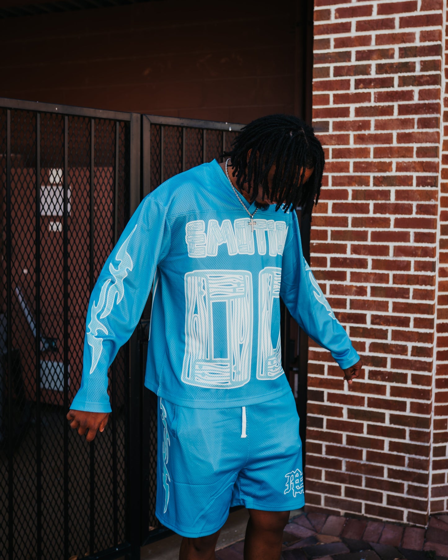 Blue “Lightning” shorts