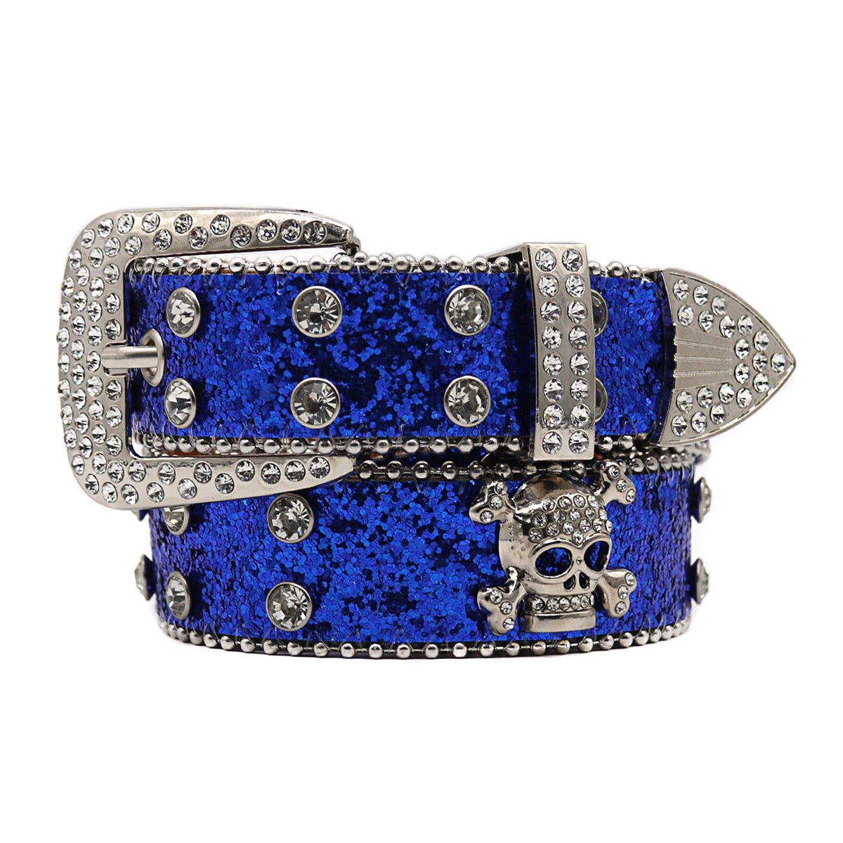 Punk Skull Rhinestone Studded Belt