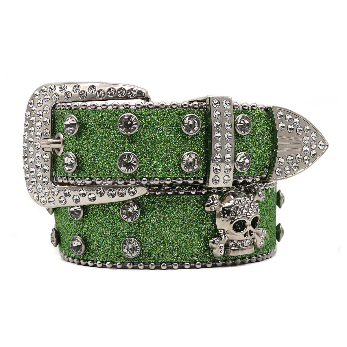 Punk Skull Rhinestone Studded Belt