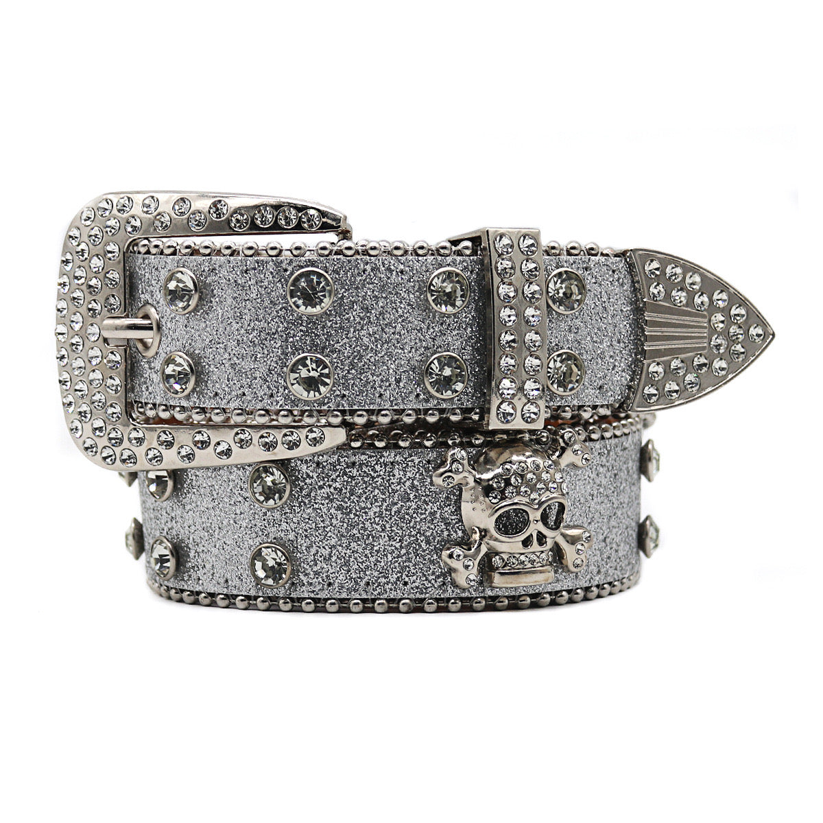 Punk Skull Rhinestone Studded Belt