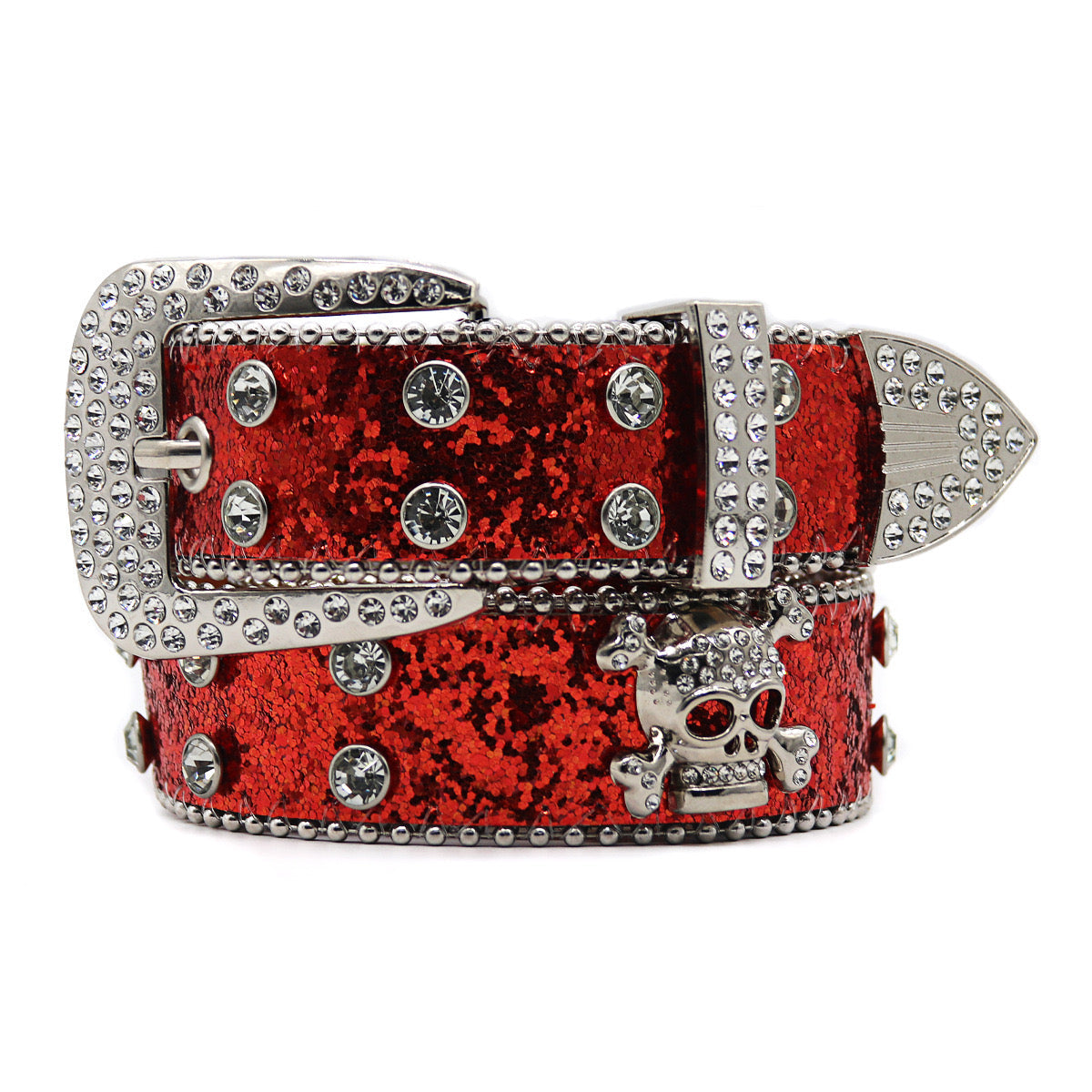 Punk Skull Rhinestone Studded Belt