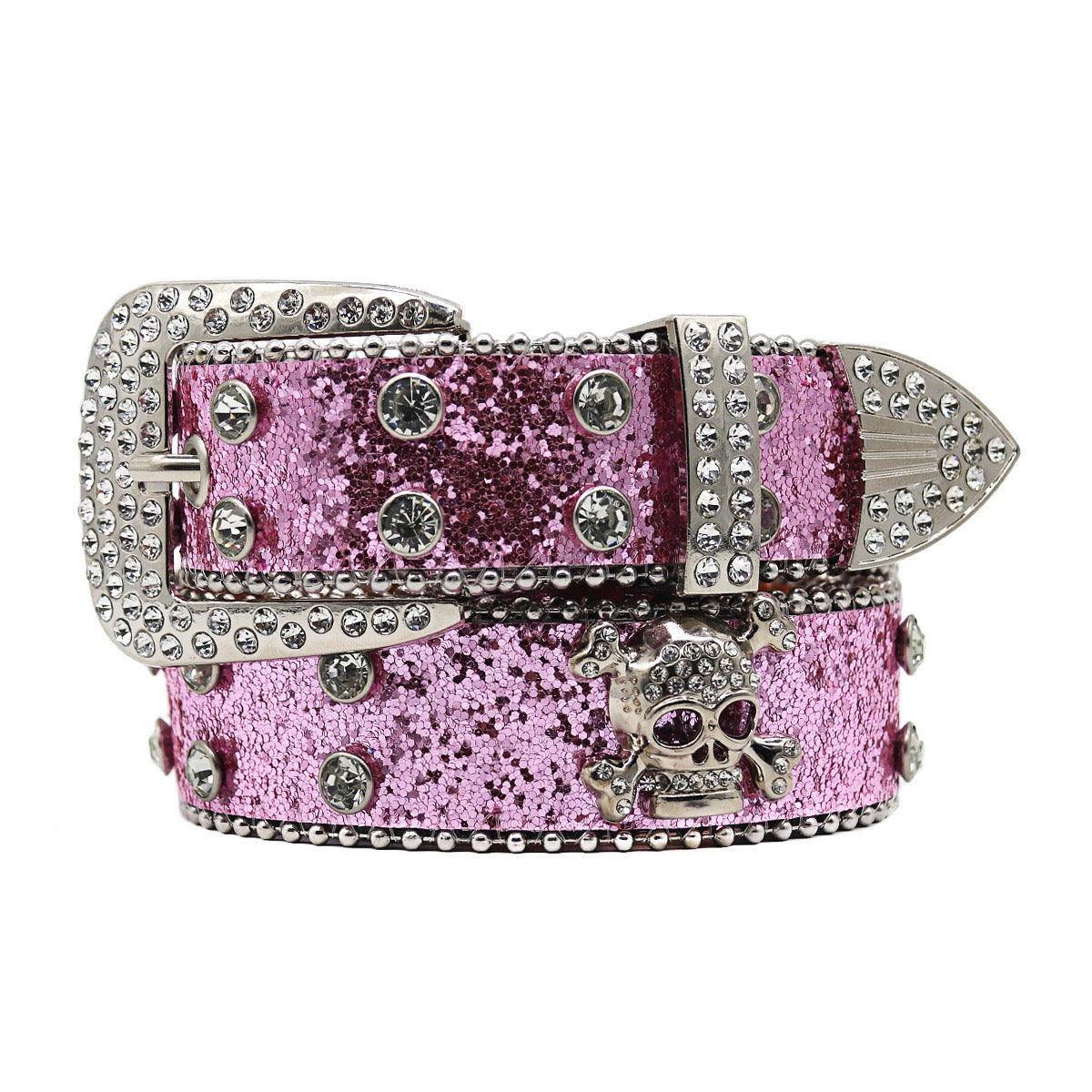 Punk Skull Rhinestone Studded Belt
