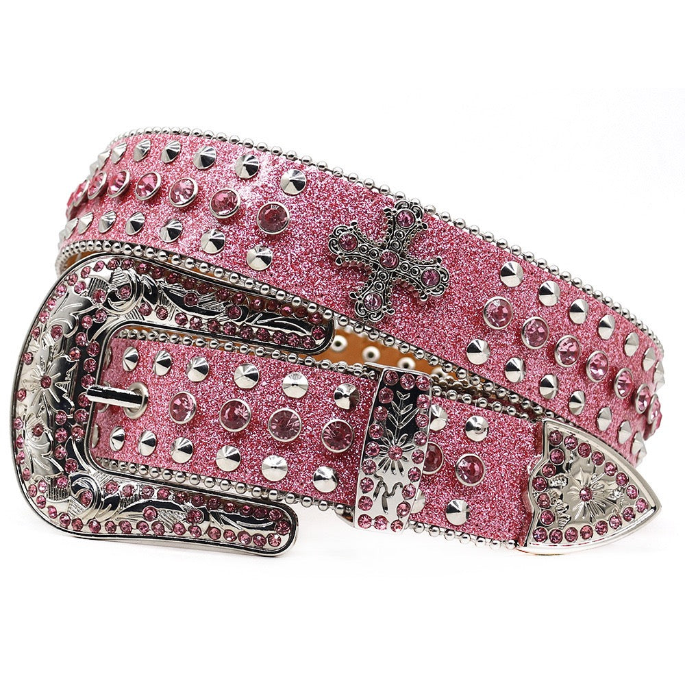 Inlaid Cross Diamond Belt