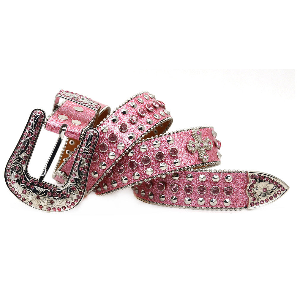 Inlaid Cross Diamond Belt