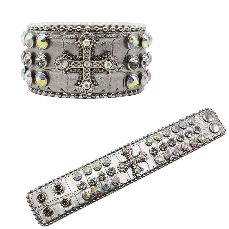 Cross Studded Diamond Bracelet