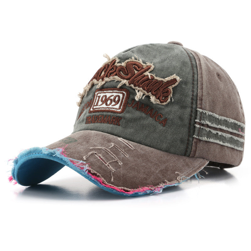 Letter Embroidered Distressed Hat