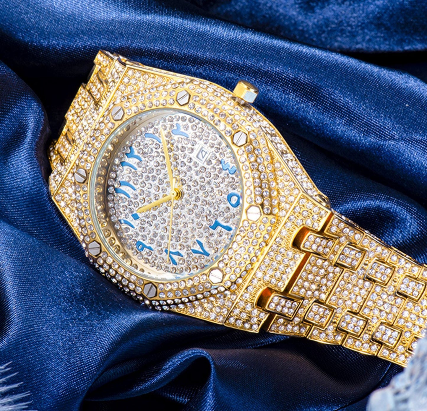 Hip-Hop Fully Diamond-Encrusted Watch