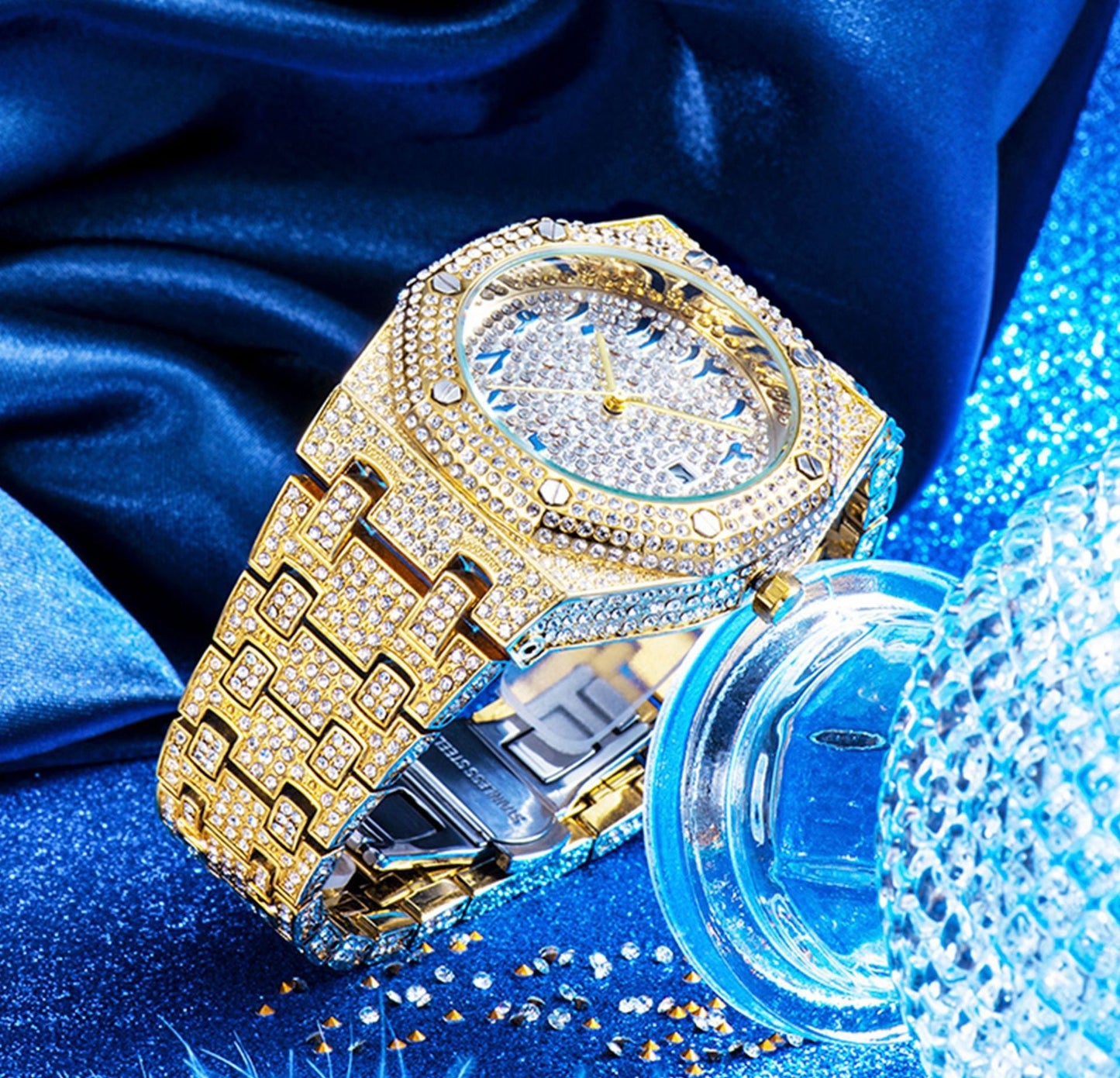 Hip-Hop Fully Diamond-Encrusted Watch