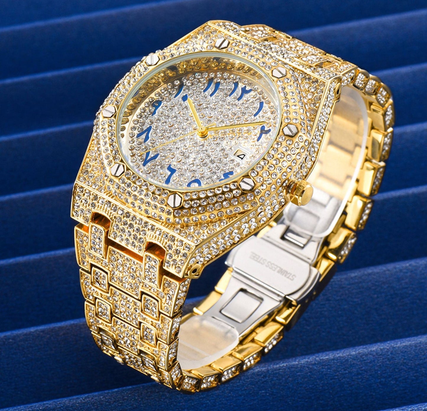 Hip-Hop Fully Diamond-Encrusted Watch