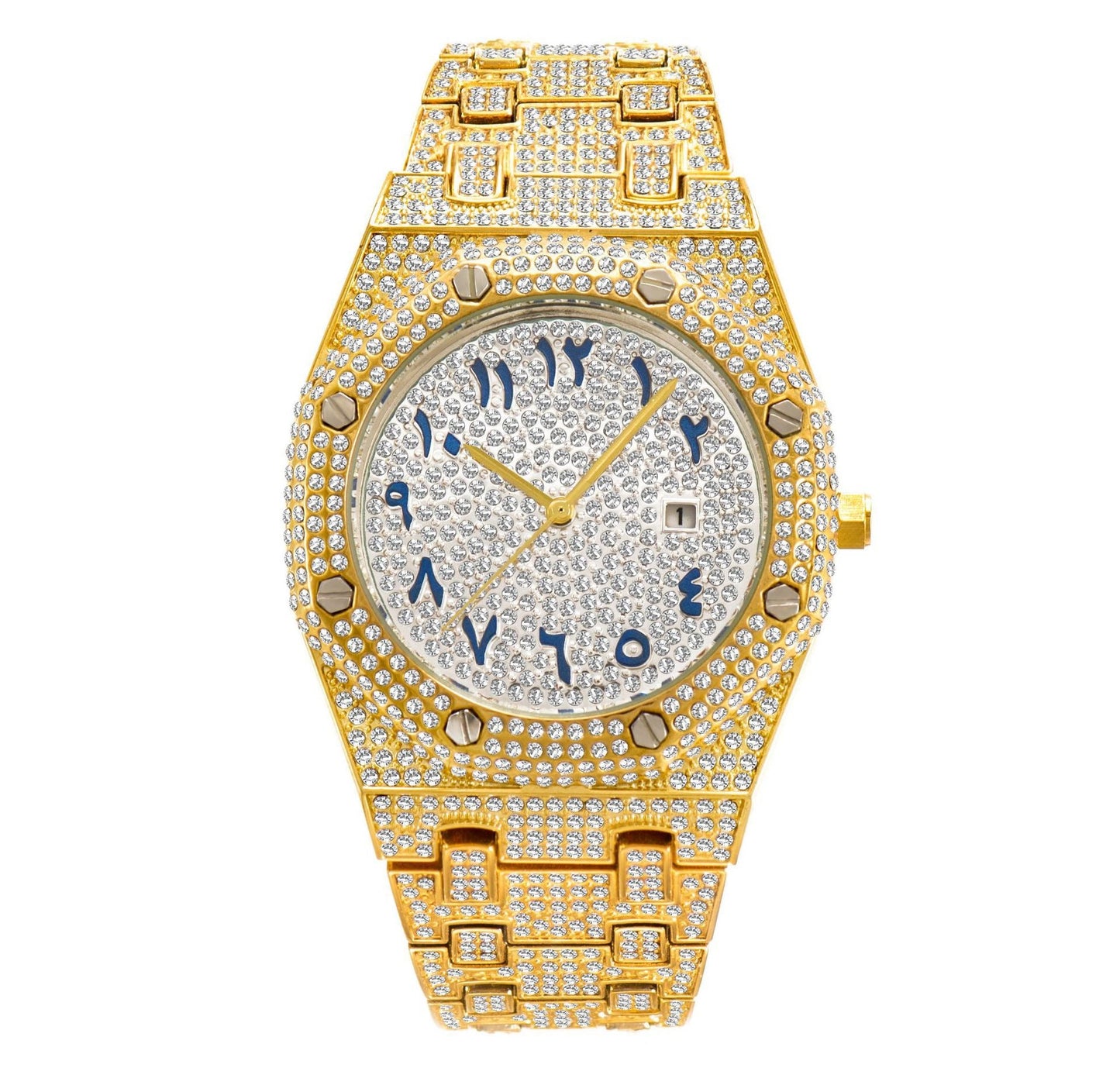 Hip-Hop Fully Diamond-Encrusted Watch