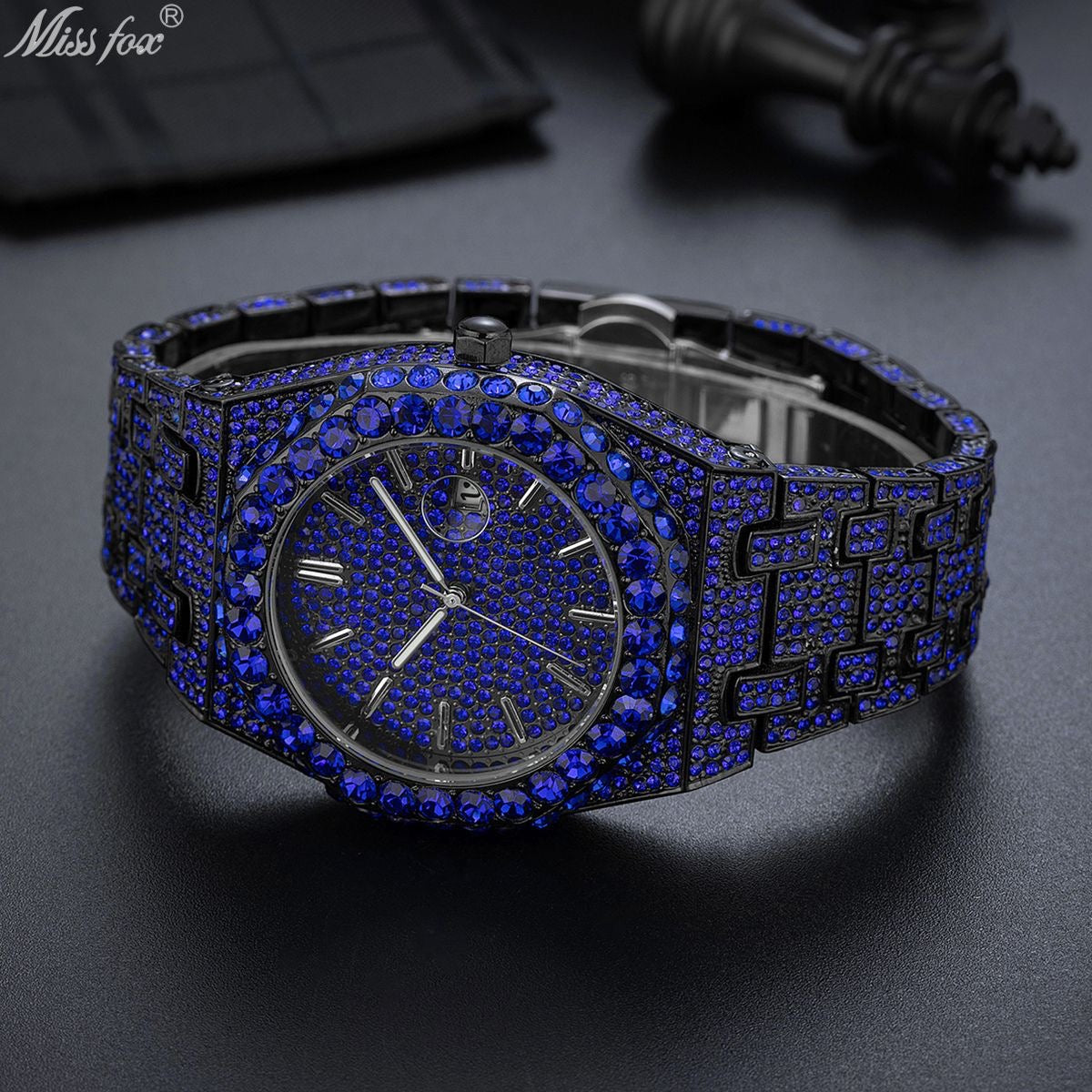 Blue Diamond Hip-Hop Luminous Watch