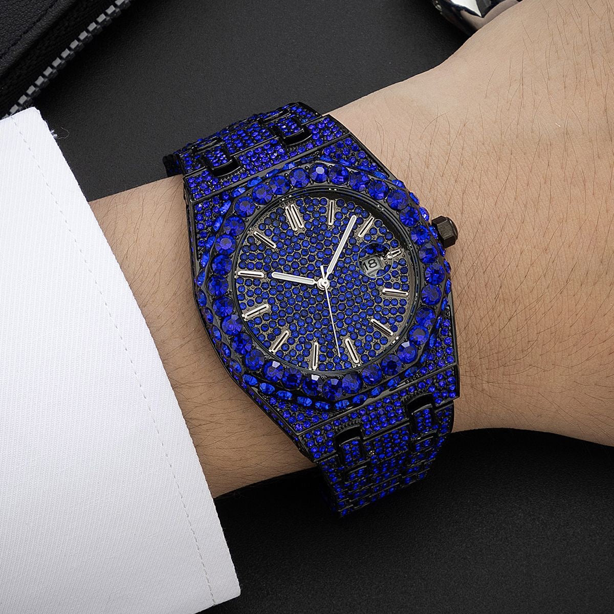Blue Diamond Hip-Hop Luminous Watch