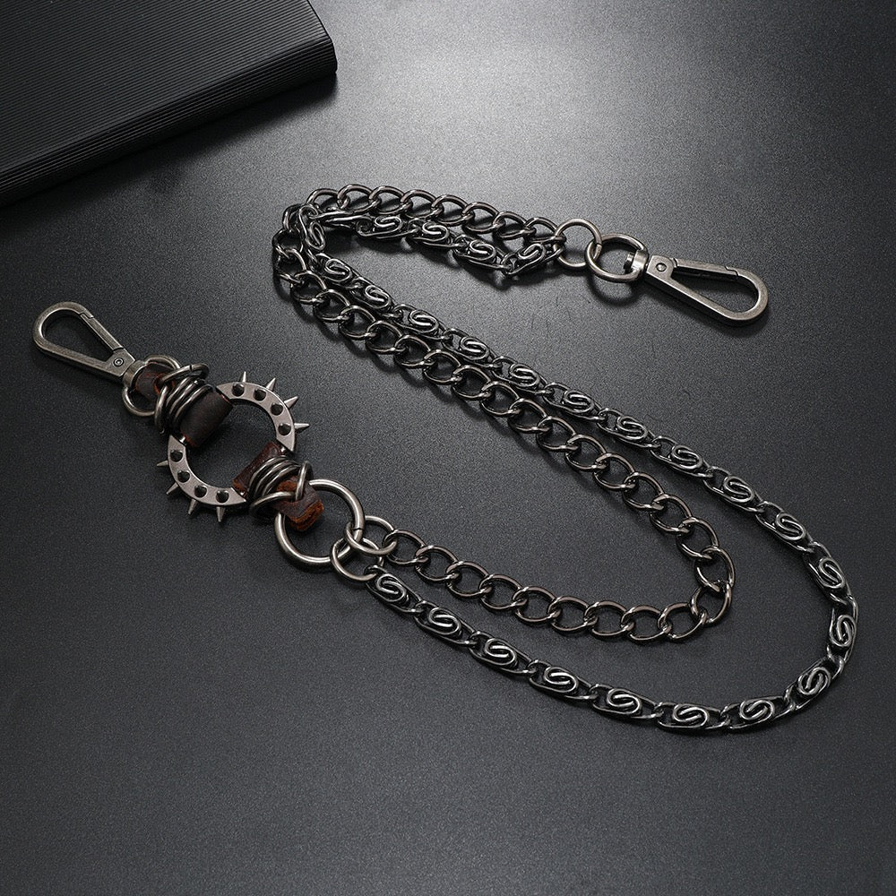 Trendy Dark Versatile Spiked Punk Waist Chain
