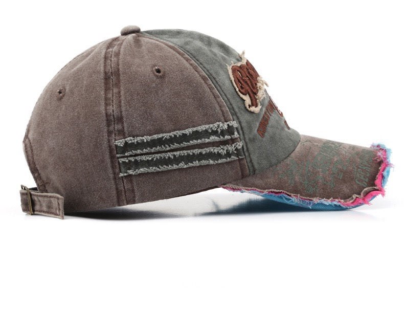 Letter Embroidered Distressed Hat