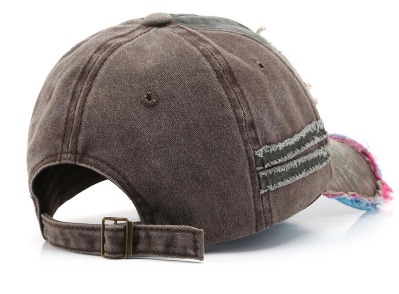 Letter Embroidered Distressed Hat