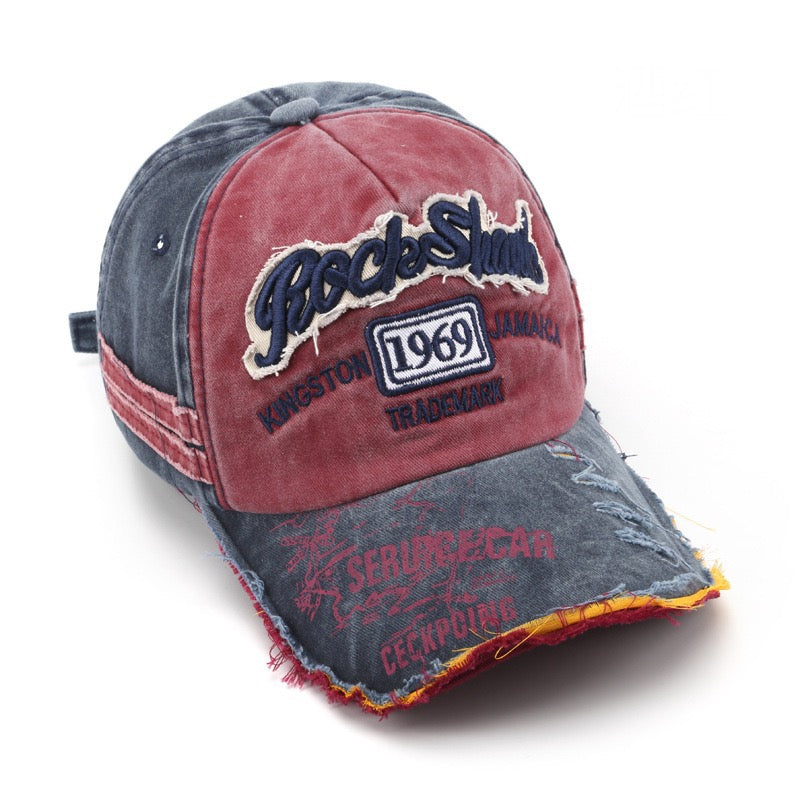 Letter Embroidered Distressed Hat