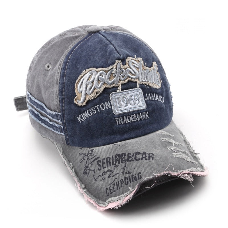Letter Embroidered Distressed Hat