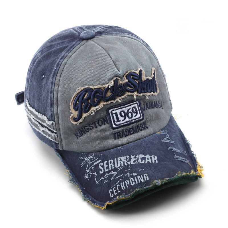 Letter Embroidered Distressed Hat