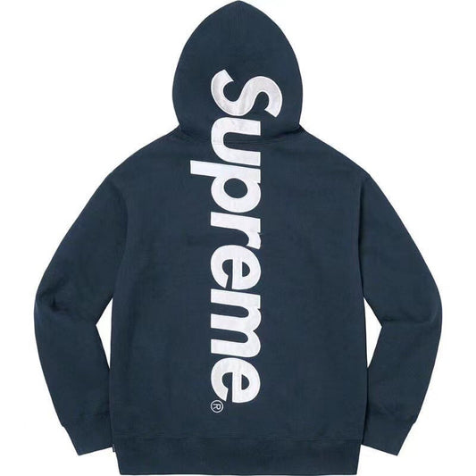 Supreme Vertical Logo Hooded Sweatshirt - Navy