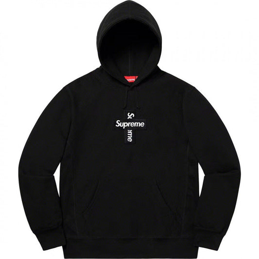 Supreme Cross Box Logo Hooded Sweatshirt - Black