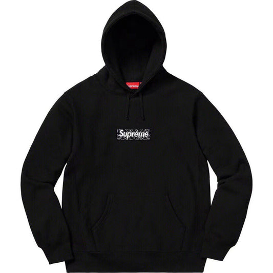 Supreme Box Logo Hooded Sweatshirt - Black / Bandana