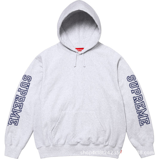 Supreme Sleeve Logo Hooded Sweatshirt - Heather Grey