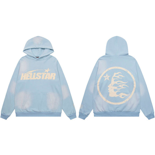 HELLSTAR Star Graphic Light Blue Hoodie