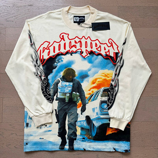 GodSpeed Automotive Graphic Cream Long Sleeve T-Shirt