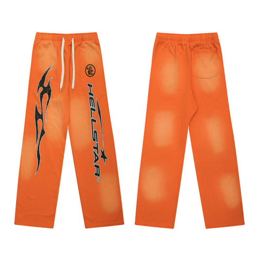 HELLSTAR Flame Logo Wide Leg Sweatpants Orange