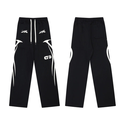 HELLSTAR Side Graphic Wide Leg Sweatpants Black
