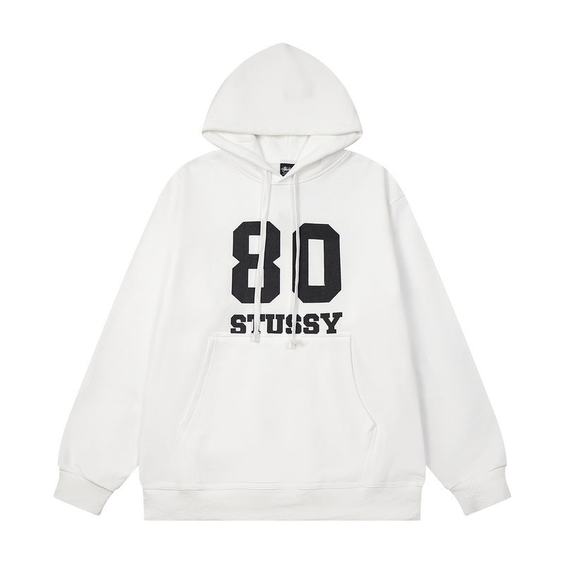 STUSSY 80 Logo Pullover Hoodie – White