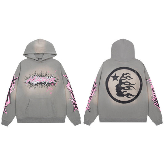 HELLSTAR Flame Graphic Grey Hoodie
