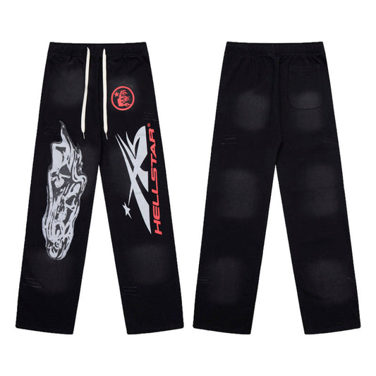 HELLSTAR Black Flame Graphic Sweatpants